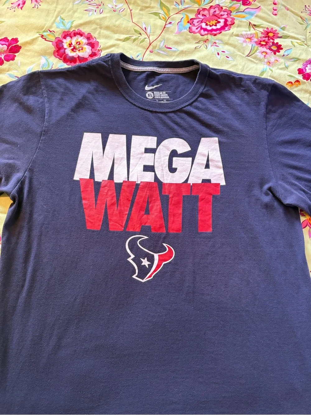Houston Texans x Nike regular fit Mega Watt navy tee size mens XL 29x24 EUC